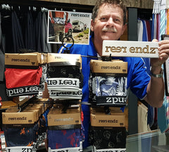 Gerard pictured with the Reer Endz Underwear stand at Stewart's Menswear, Mullumbimby