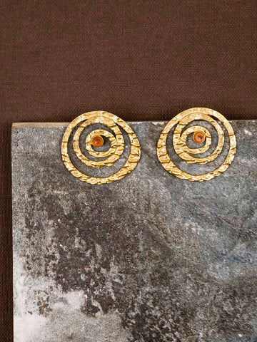 Gold Plated Carnelian Spiral Studs