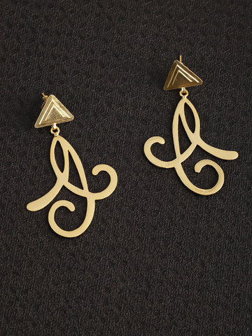 Gold Plated Carved Drop Danglers