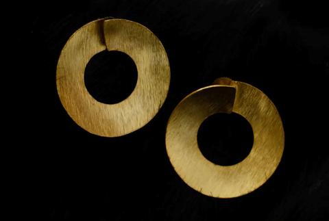 Gold Plated Flat Disc Earrings