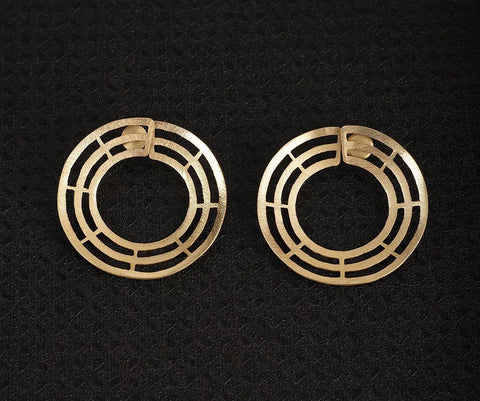 Gold Plated Geometric Disc Studs