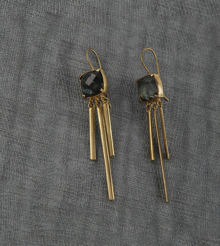 Gold Plated Labradorite Tassel Loops