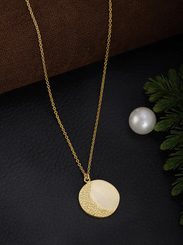 Gold Plated Textured Halfmoon Necklace