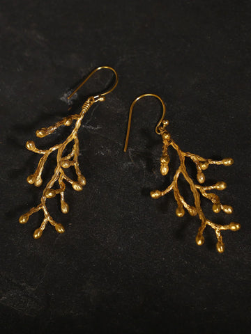 Gold Plated Vine Cluster Loops