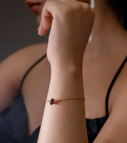 Minimal Garnet Bracelet