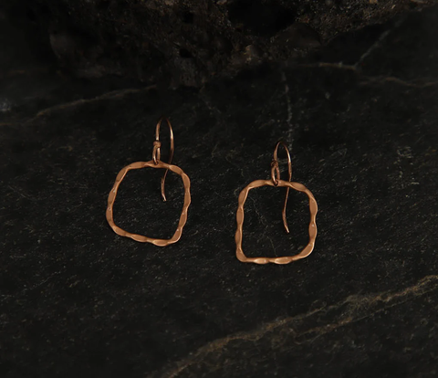 Rose Gold Plated Minimal Square Loops