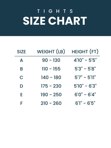 Size Chart for tights at Modern Match