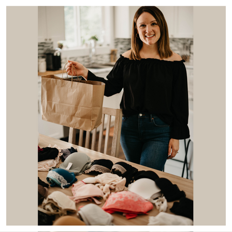 Shauna Allan from Modern Match Lingerie sorting bras to donate