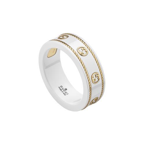 Gucci Icon 18K Yellow Gold & White Gold Zarconia Band Ring YBC606826002013  - Altier Jewelers