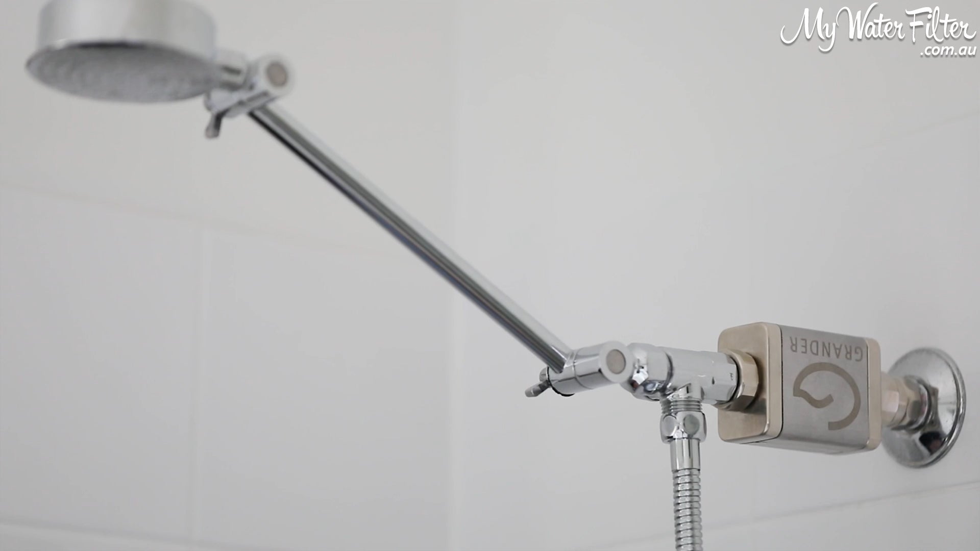 Grander connected to the wall shower