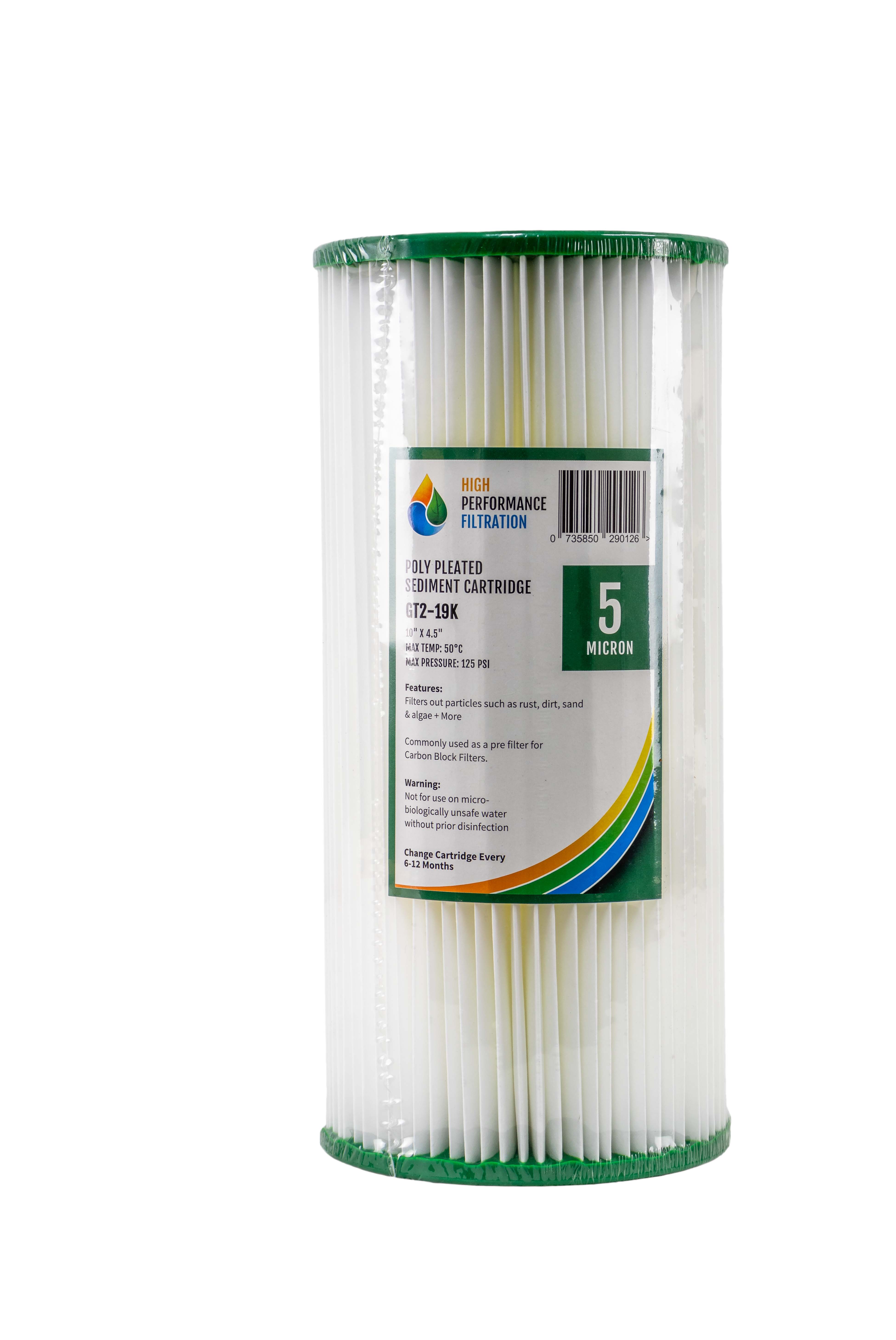 HPF 5 Micron Pleated Sediment Whole House Water Filter Replacement Cartridge 10