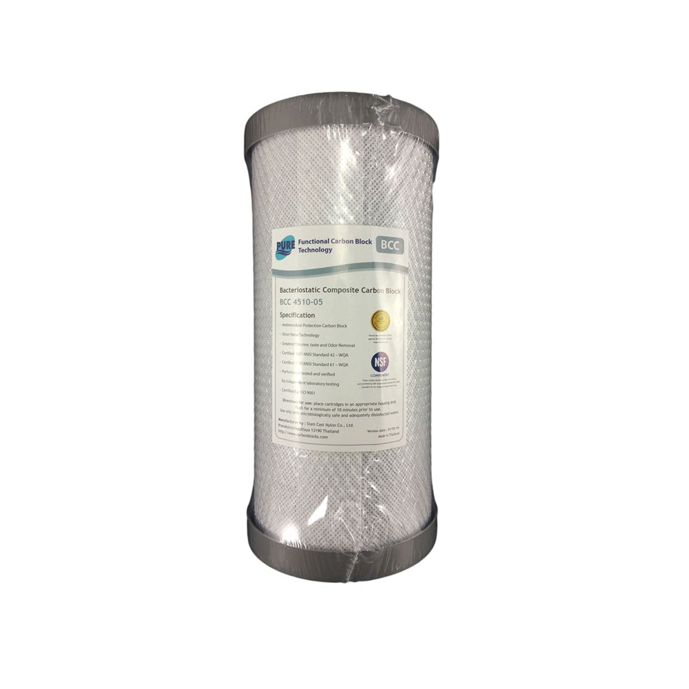 Pure BCC 0.5 Micron Silver Impregnated Carbon Block Whole House Water Filter Replacement Cartridge 10