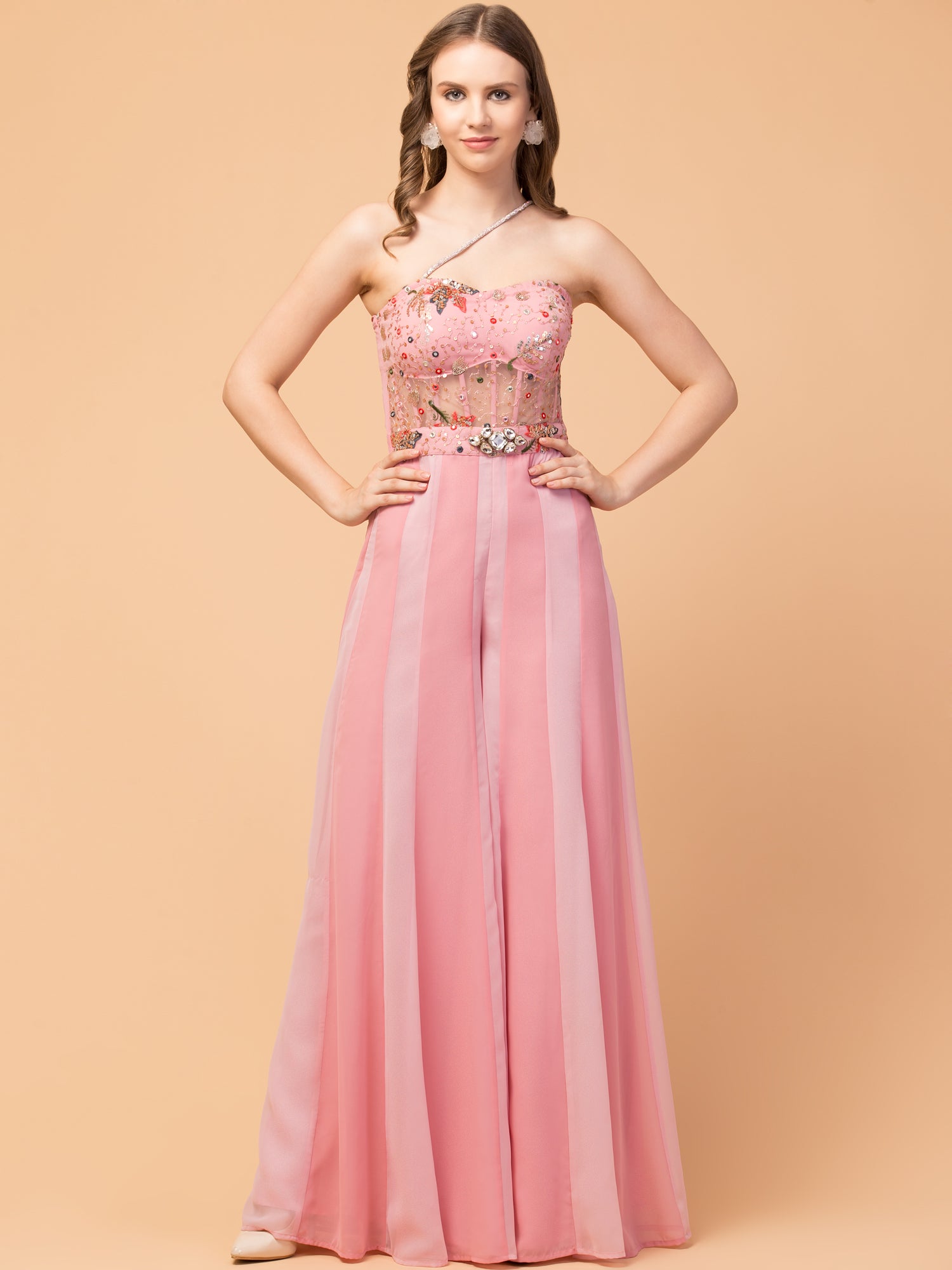 11637 NEW PARTY WEAR RICH LOOK WEDDING PINK COLOUR DESIGNER JUMPSUIT WITH  DUPATTA - Reewaz International | Wholesaler & Exporter of indian ethnic  wear catalogs.