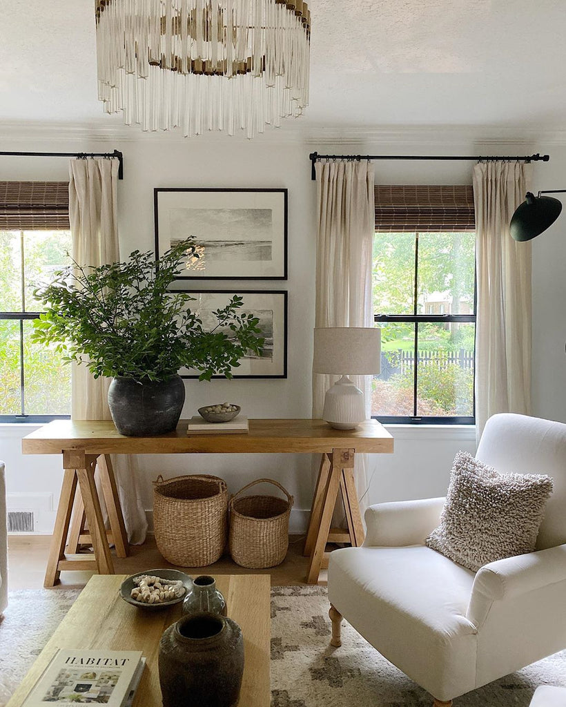 Neutral sheer custom curtains drapery Barn & Willow