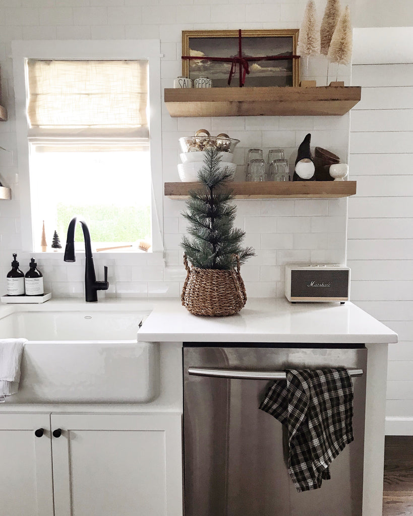 Ashley Pashy's kitchen with open shelves and minimalist decor