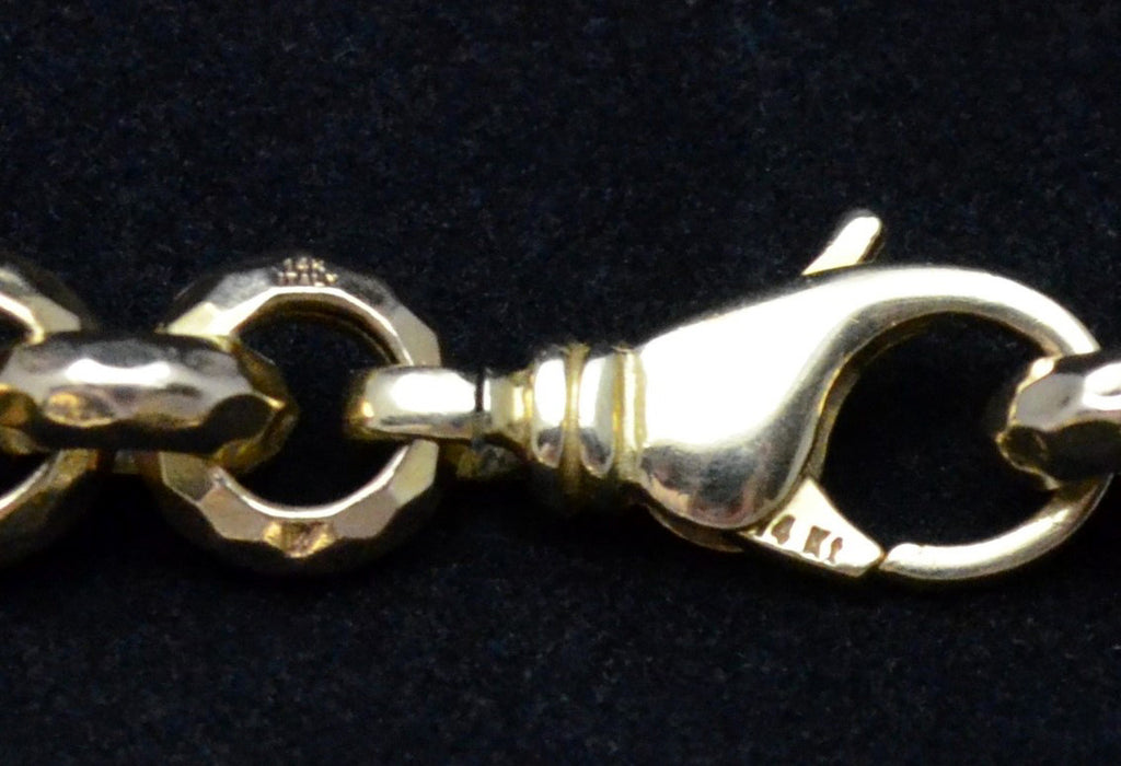 Italian Yellow Gold Hammered Link Bracelet – Zella Gems