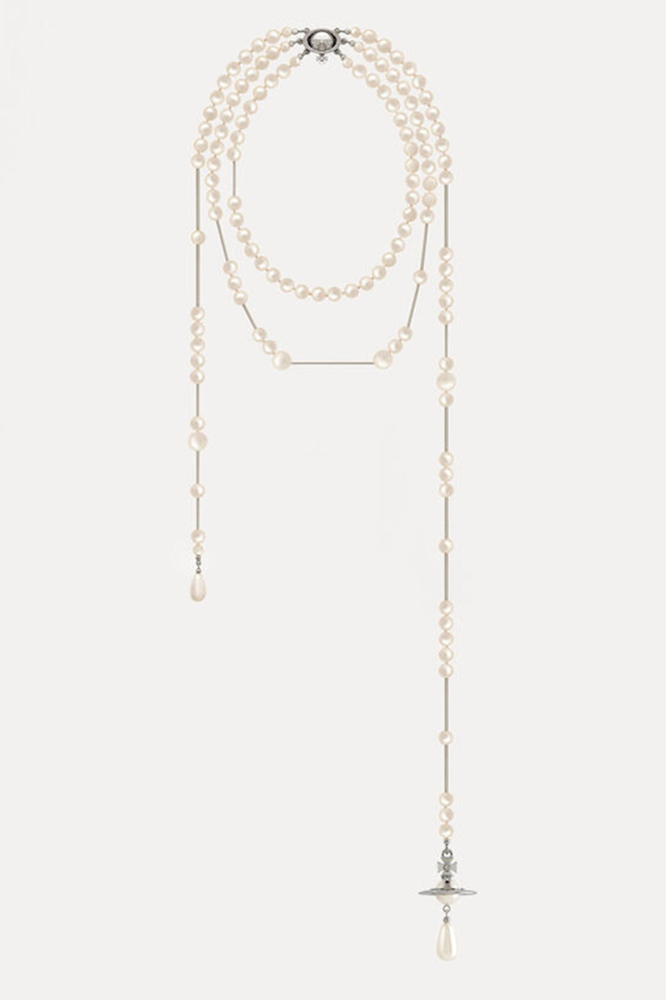 Vivienne Westwood broken pearl Chocker necklace gold orb long Accessory