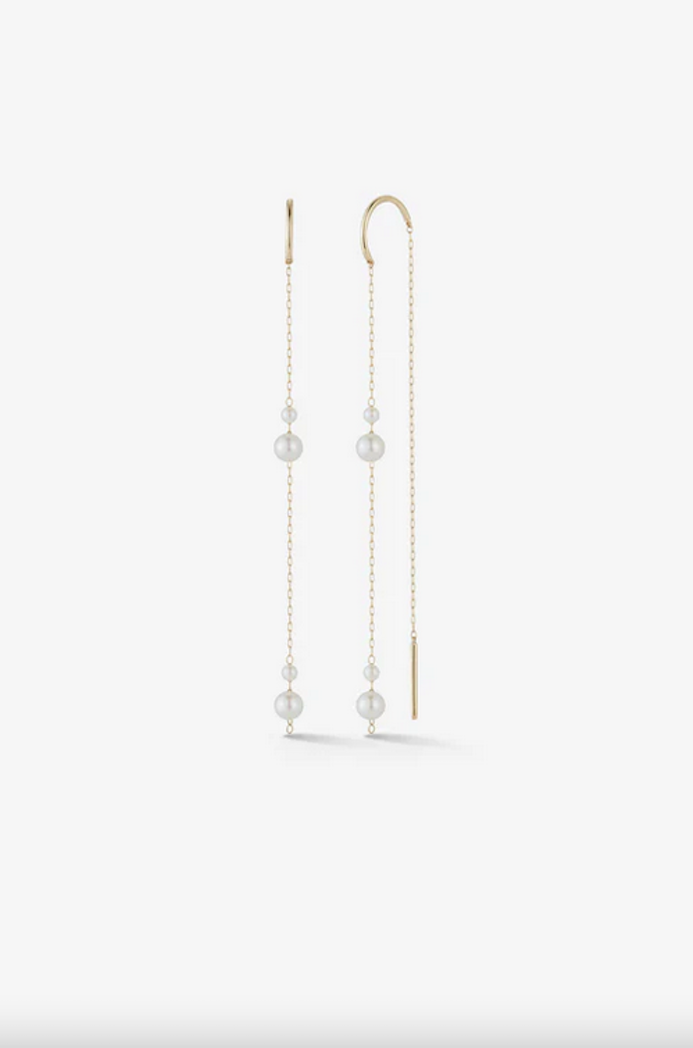 SBE322 - KISSING DOUBLE PEARL LONG THREADER EARRINGS