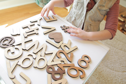 0-10 numbers lowercase alphabet set wood cutouts educational toys montessori Smiling Tree Toys