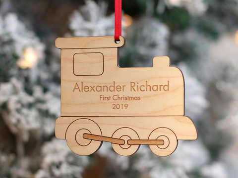 personalized wood ornaments train ornament