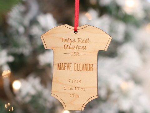 personalized wood ornaments onesie ornament 