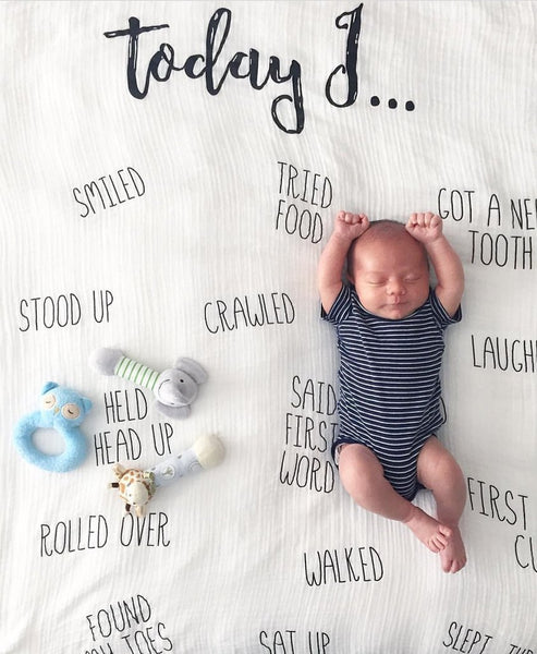 Today I.... took first step, giggled etc. Milestone Blanket™ | Batz Kids