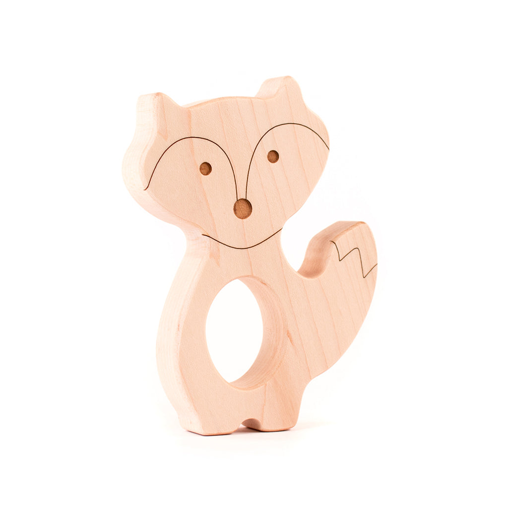 personalized fox wood teeether | natural wooden toy - Smiling Tree