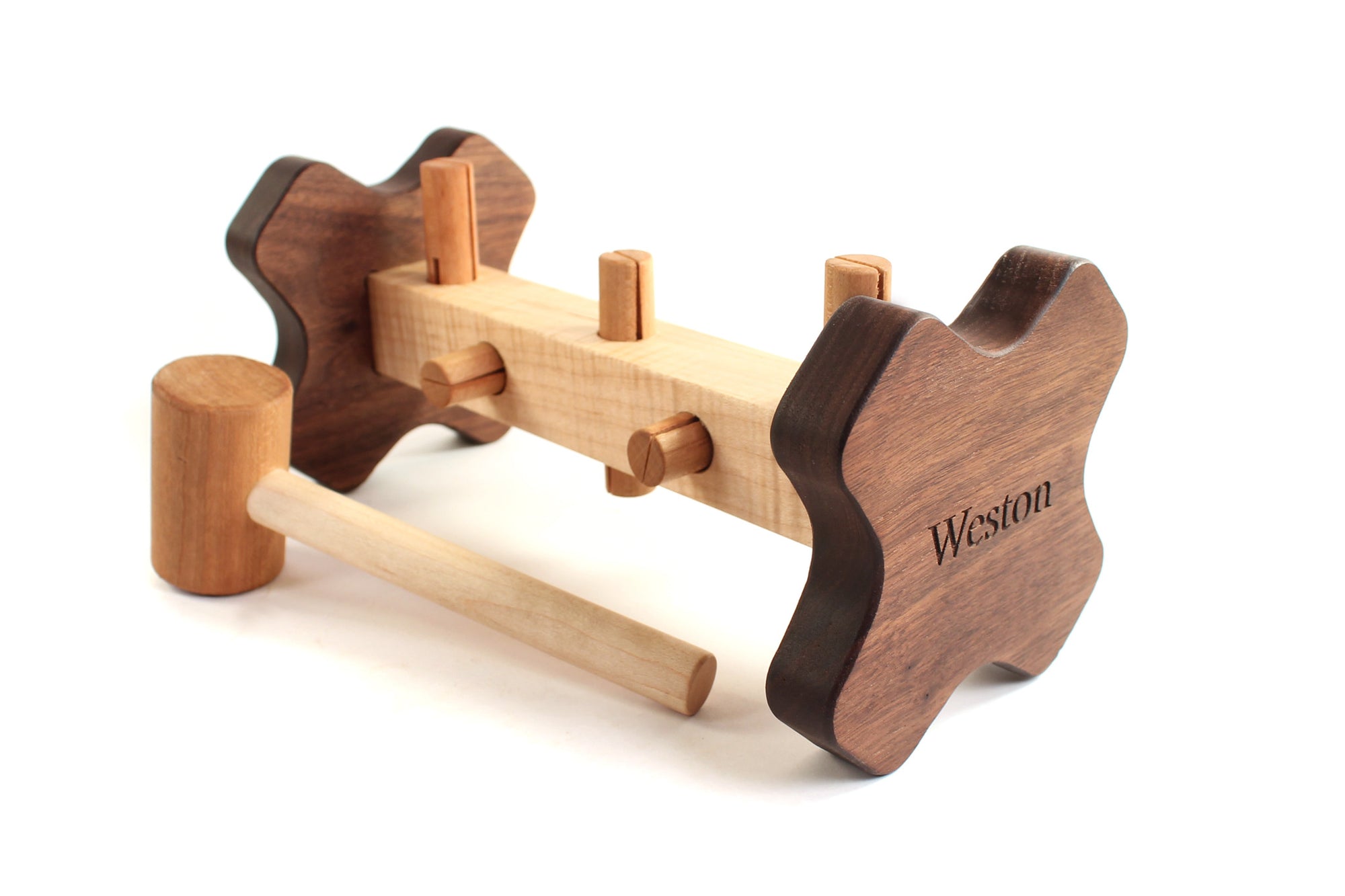 wooden hammer and peg set