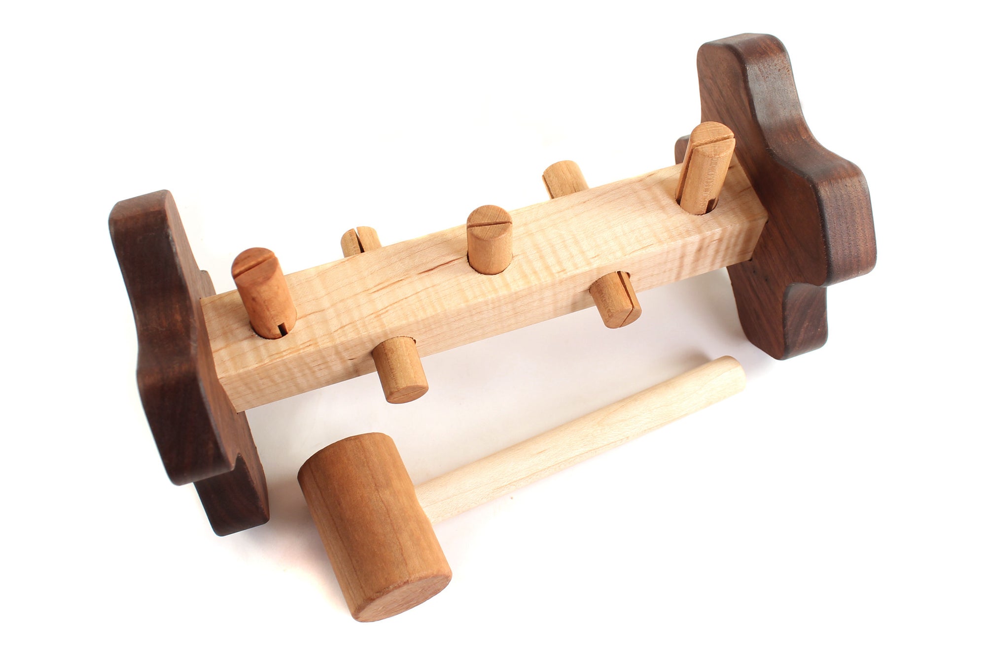 wooden peg and hammer set