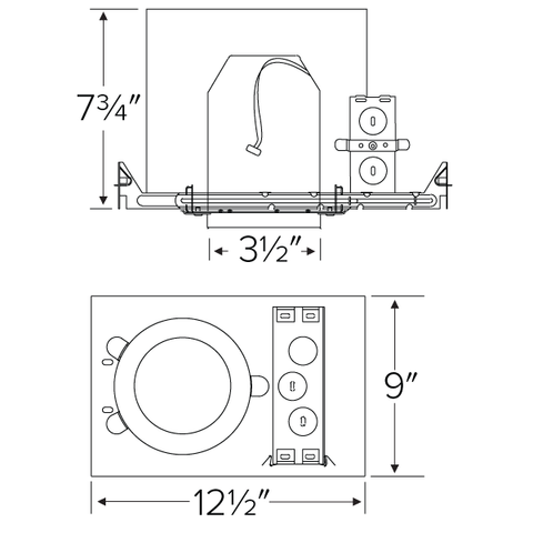 Elco - 3″ New Construction 2-Hour Fire Rated IC Airtight Housing Diagram