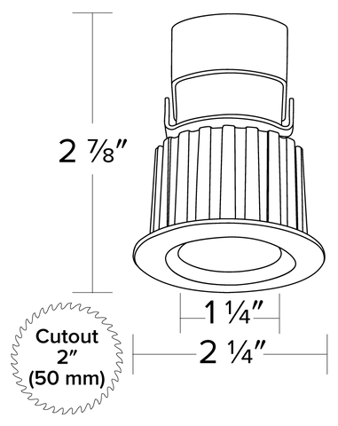 Elco 1" Round Recessed Oak Downlight 6.1W, 2700K - SunsetK, 450 lm - 675 lm