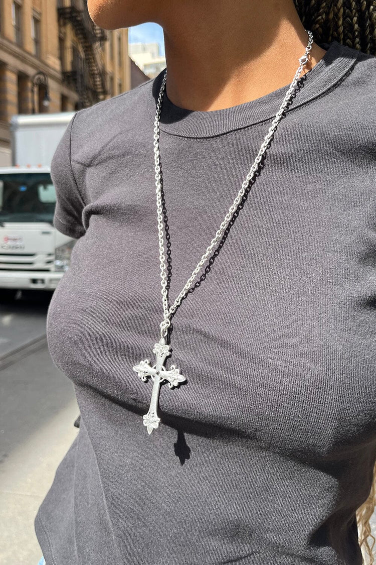 Silver Long Chain Cross Necklace – Jurieticscalen