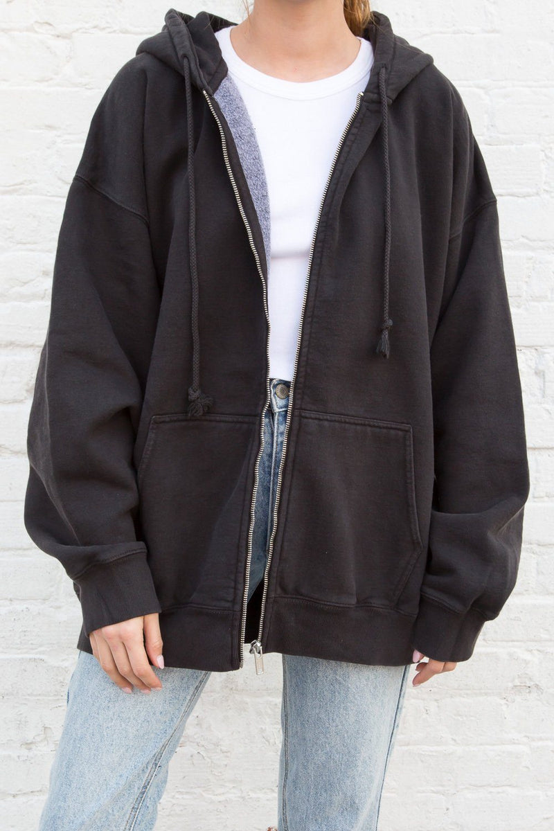 FULL TILT Oversized Zip-Up Hoodie Chocolate at  Women's