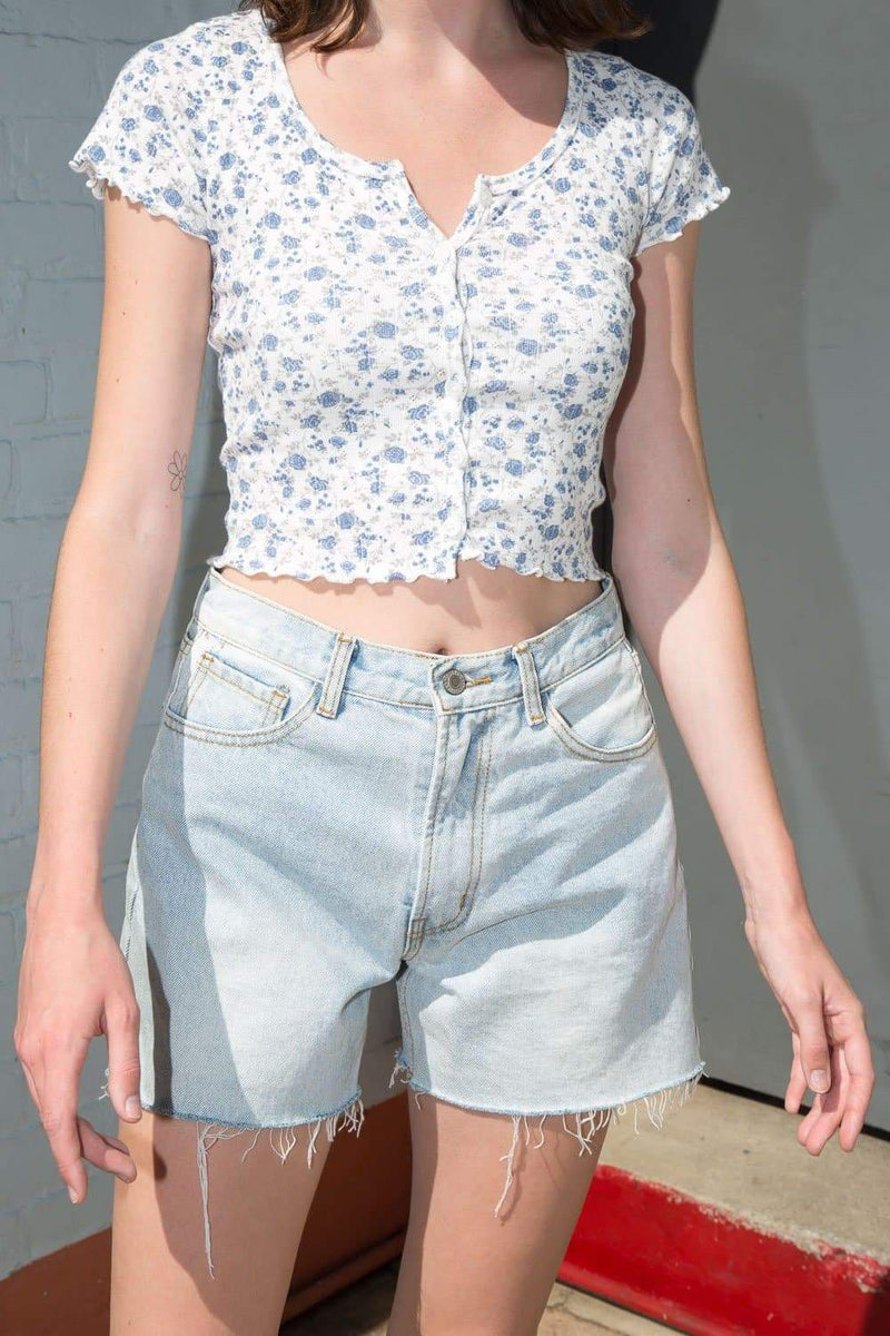 Zelly Floral Eyelet Top Brandy Melville