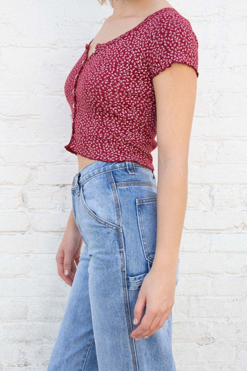 Zelly Floral Eyelet Top Brandy Melville