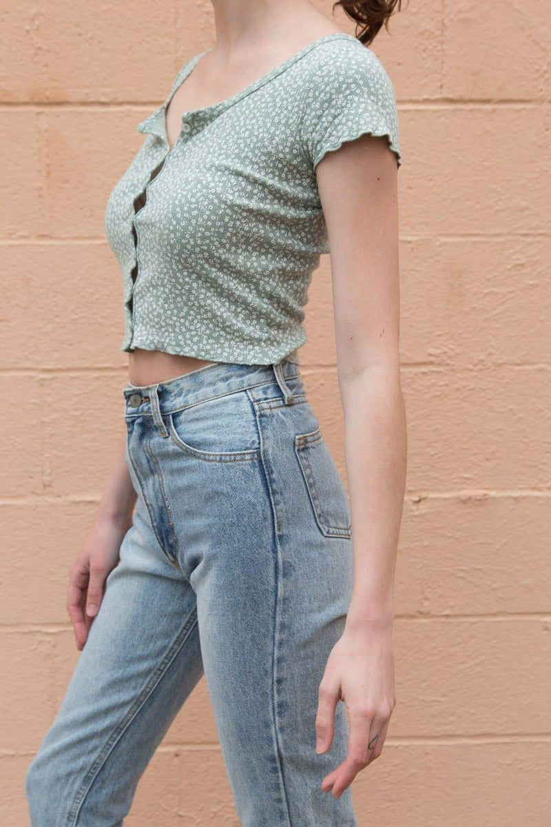 Zelly Floral Eyelet Top Brandy Melville