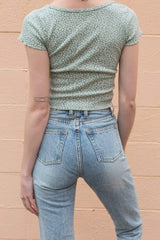 Zelly Floral Eyelet Top Brandy Melville