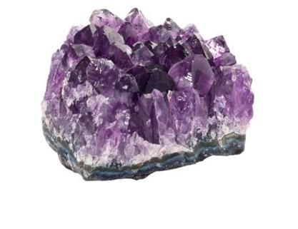 Amethyst crystal against a clear background