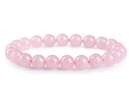 8mm Rose Quartz Bracelet against a clear background