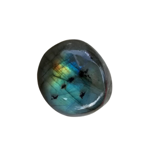 Labradorite crystal against a clear background. Labradorite is one of the best crystals for menopause healing.