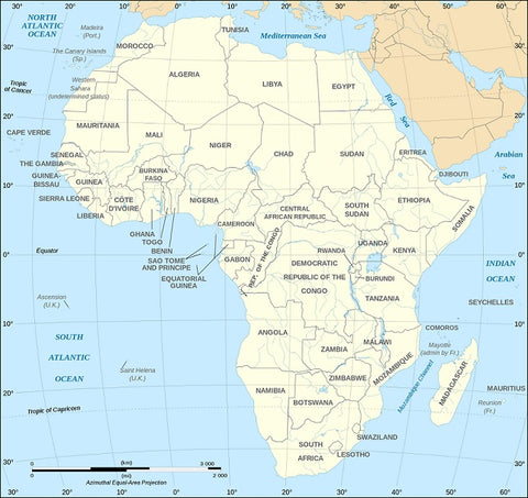 A large map of the African continent.