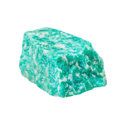 Amazonite crystal against a clear background.