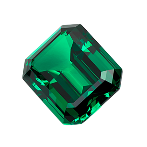Emerald gemstone against a clear background.