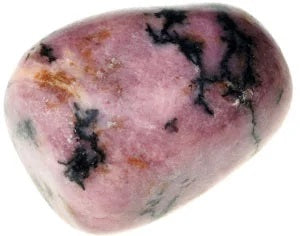 Rhodonite crystal against a clear background.