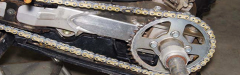 Drive chain and sprockets on an ATV