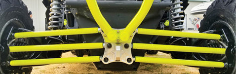 Yellow radius rods on a side-by-side