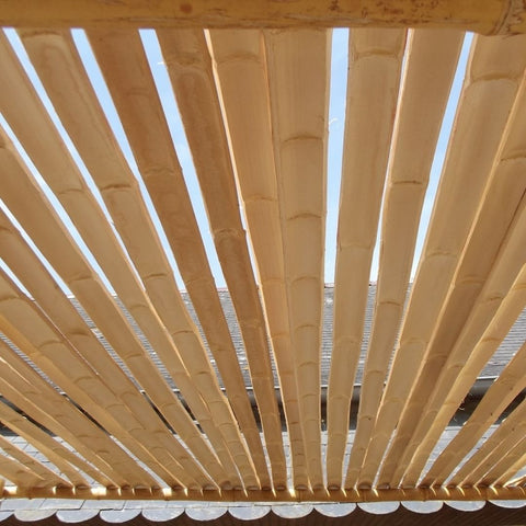 Roof of a bamboo pergola