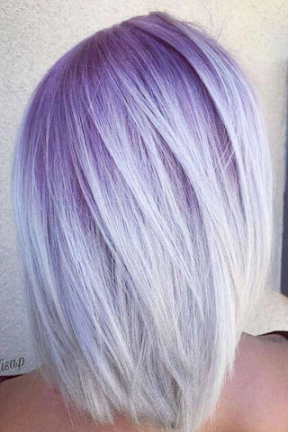 Purple to Icey blonde shoulder length bob hair