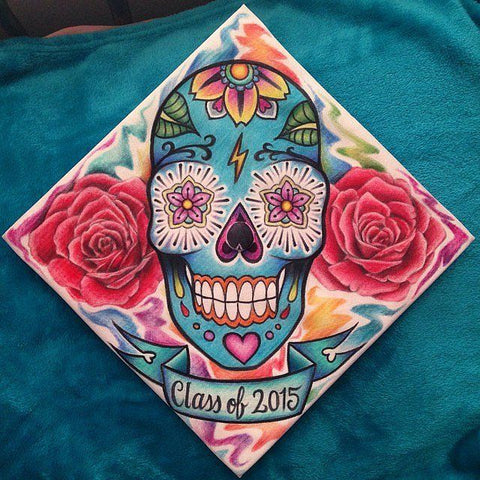 Sugar skull graduation cap decoration
