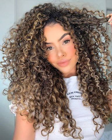 Blonde highlights on naturally curly hair